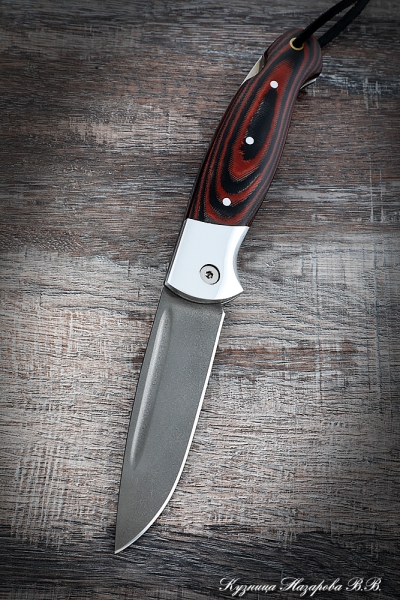 Нож складной Сова сталь Х12МФ накладки микарта красная с дюралью