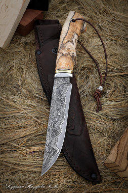Gadfly knife 2 Damascus laminated Karelian birch