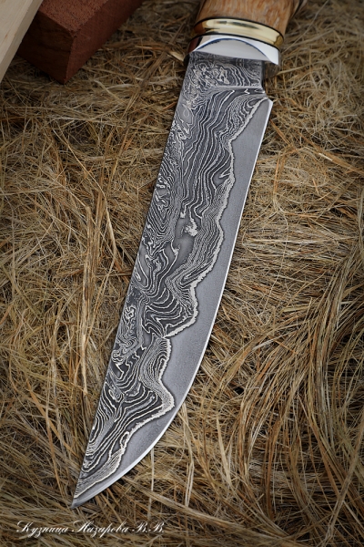 Нож Овод 2 дамаск ламинированный карельская береза