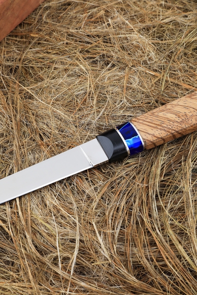 Knife Uchar Elmax handle G10 black, acrylic blue, zebrano