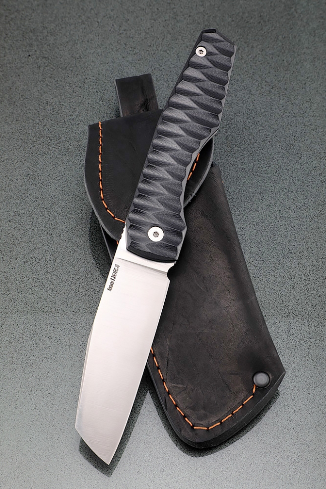 Нож складной Тор сталь S390 накладки G10 резная + AUS8 (подшипники, клипса)