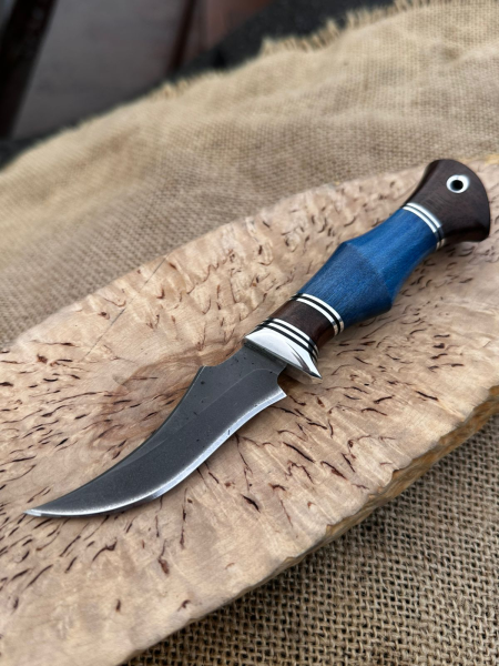 Нож &quot;Малыш&quot; сталь х12мф, рукоять карельская береза синяя (распродажа) 
