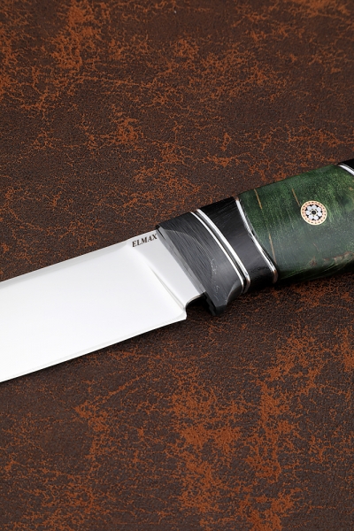 Knife Wanderer-2 Elmax handle carbon Karelian birch green black hornbeam