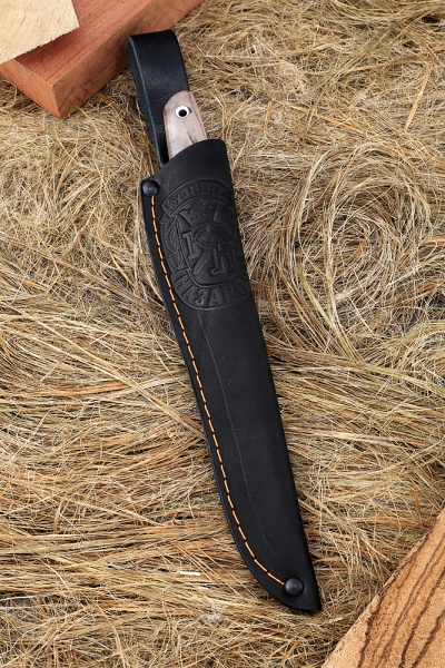 Нож Сойка Elmax рукоять G10 черная, рог лося, карельская береза коричневая