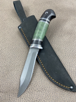 Нож Скиф булат стабилизированная карельская береза зеленая черный граб (распродажа)