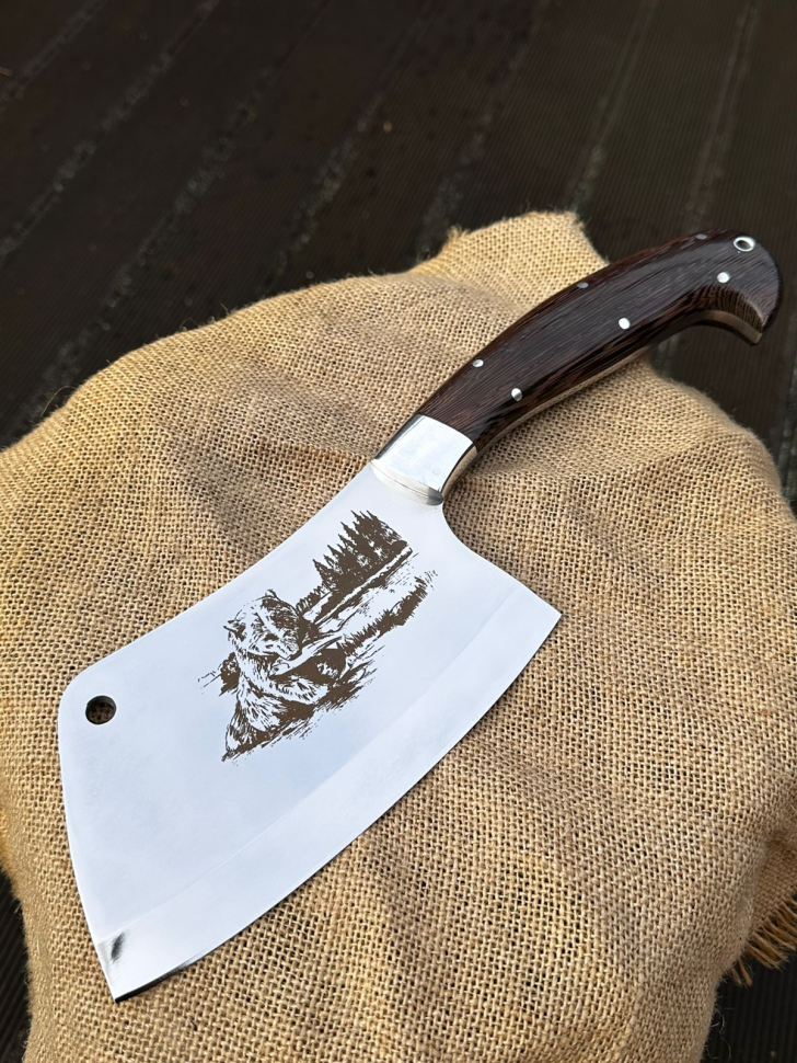 Тяпка 3 из стали 95х18 цельнометаллический с гравировкой, накладки венге 