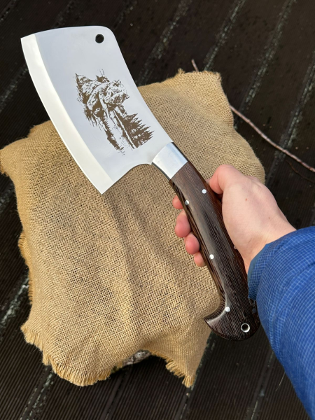 Тяпка 3 из стали 95х18 цельнометаллический с гравировкой, накладки венге 