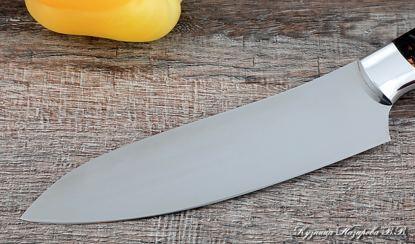 Кухонный нож Шеф № 10 сталь 95Х18 рукоять акрил коричневый