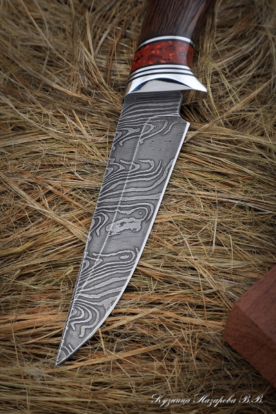 Knife Weasel Damask wavy wenge acrylic