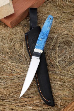 Нож Джур Elmax рукоять G10 черная, рог лося, карельская береза синяя