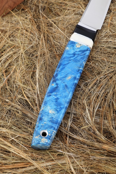 Knife Jur Elmax handle G10 black, elk horn, Karelian birch blue