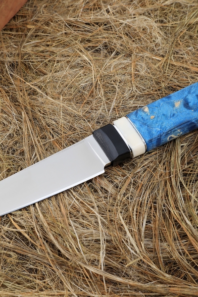 Нож Джур Elmax рукоять G10 черная, рог лося, карельская береза синяя