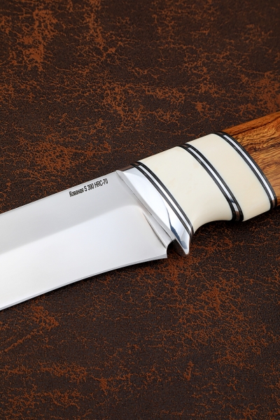 Knife Wasp S390 walrus tusk ironwood
