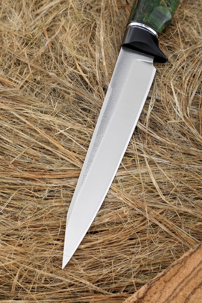 Knife Queen Elmax handle G10 black, Karelian birch green