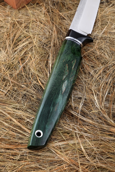 Нож Ферзь Elmax рукоять G10 черная, карельская береза зеленая