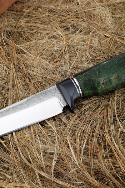 Knife Queen Elmax handle G10 black, Karelian birch green