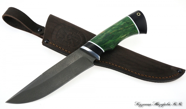 Knife Wasp h12mf black hornbeam stabilized Karelian birch (green)