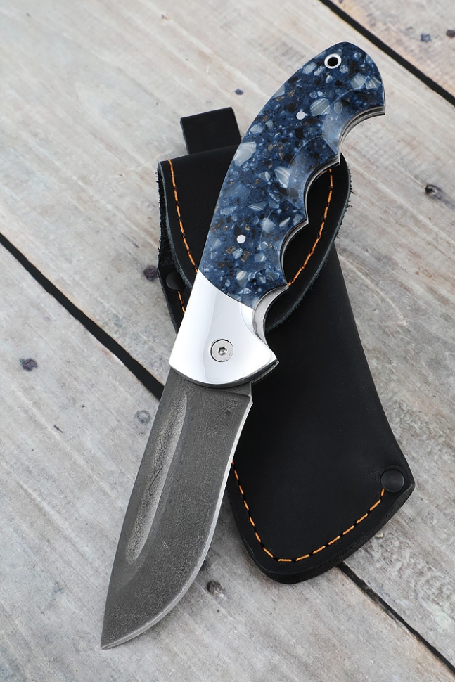 Складной нож "Орел" сталь х12мф, накладки акрил синий