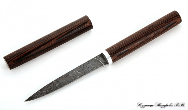 Нож Дамский дамаск венге и дюраль деревянные ножны
