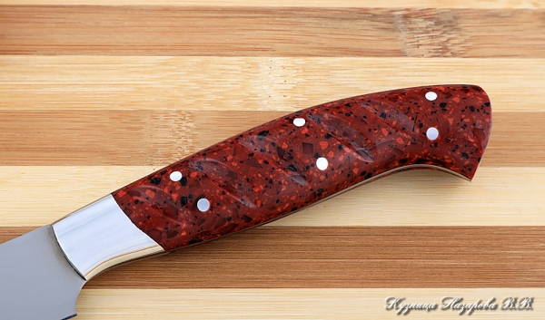 Кухонный нож Шеф № 2 сталь 95Х18 рукоять акрил красный