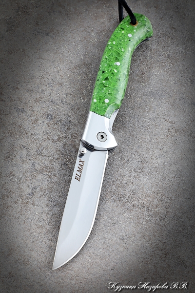 Нож складной Ладья сталь Elmax рукоять акрил зеленый