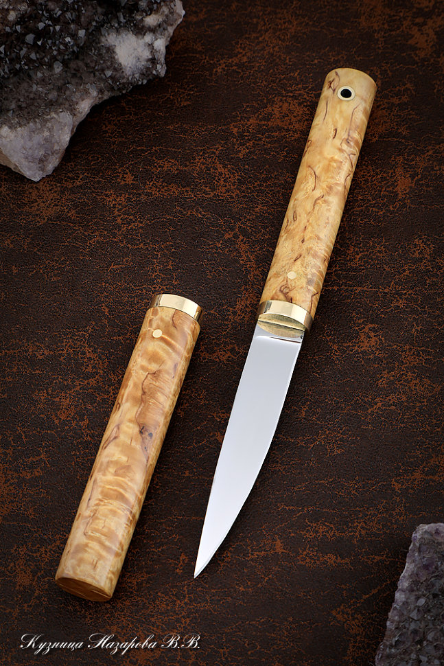 Ladies' knife Elmax Karelian birch amber wooden sheath