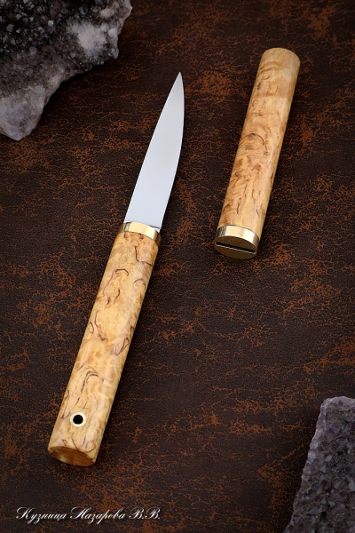 Нож Дамский Elmax карельская береза янтарная деревянные ножны