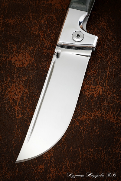 Нож складной Пчак сталь Х12МФ накладки карельская береза зеленая