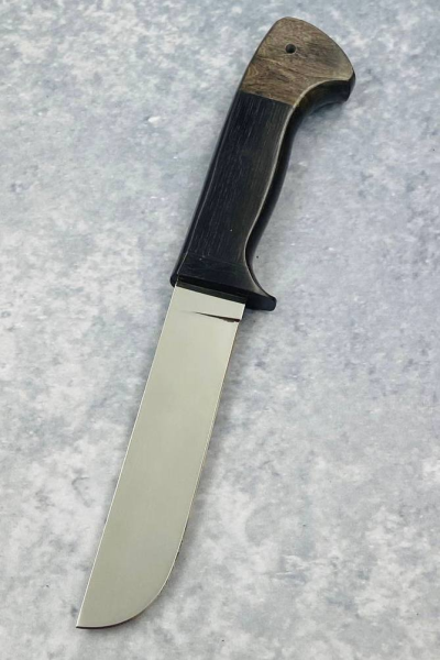 Нож "Овод" сталь х12мф, рукоять карельская береза коричневая и черный граб (распродажа)