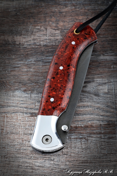 Нож складной Ладья сталь Х12МФ рукоять акрил красный