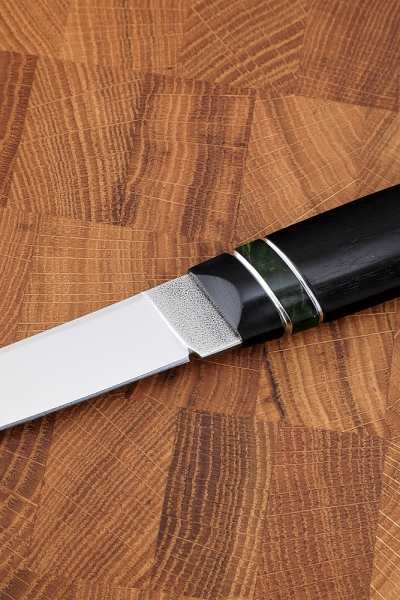 Нож Шаман М390 рукоять G10 черная, карельская береза зеленая, черный граб