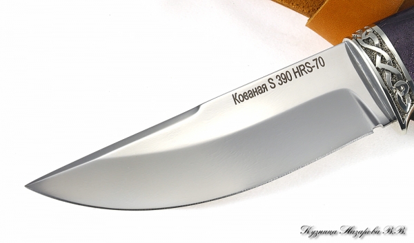 Нож Гепард S390 мельхиор стабилизированная карельская береза (фиолетовая)
