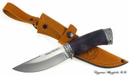 Cheetah knife S390 nickel silver stabilized Karelian birch (purple)