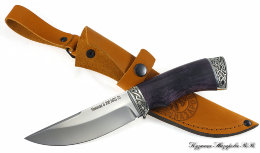 Cheetah knife S390 nickel silver stabilized Karelian birch (purple)