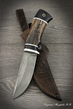 Hunting knife Cheetah H12MF black hornbeam stabilized Karelian birch (brown)