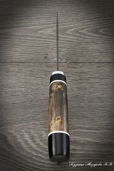 Hunting knife Cheetah H12MF black hornbeam stabilized Karelian birch (brown)