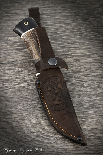 Нож охотничий Гепард х12мф черный граб стабилизированная карельская береза (коричневая)