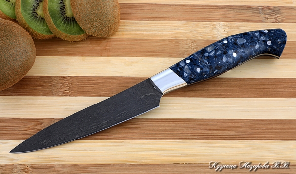 Кухонный нож Шеф № 2 сталь Х12МФ рукоять акрил синий