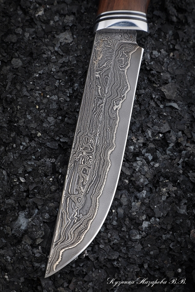Knife Gadfly 2 Damascus laminated rosewood