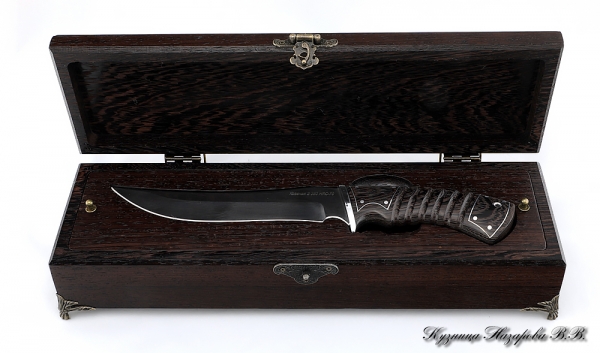 Special Forces knife made of steel S390 in a box wenge tree