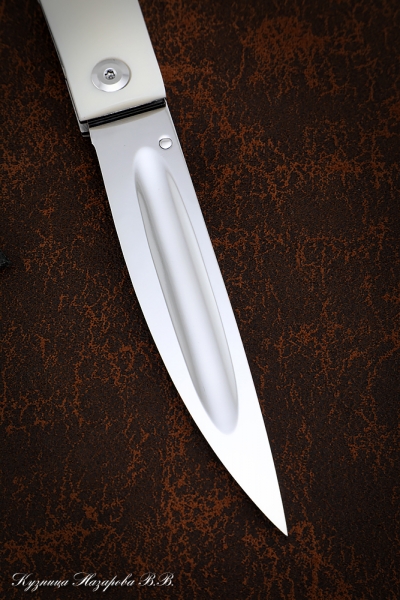 Нож складной Якут сталь Х12МФ накладки акрил белый (NEW)