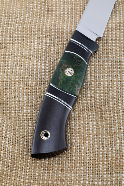 Knife Irbis-2 M390 handle carbon Karelian birch green black hornbeam