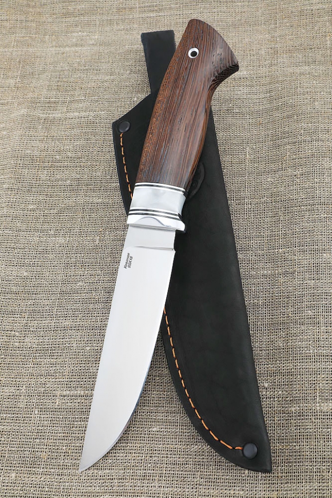 Нож Барс 95х18 рукоять акрил белый и венге