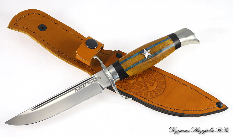 Replica of the NKVD Fink S390 melchior black hornbeam stabilized Karelian birch (amber)