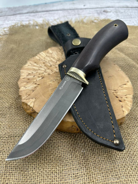 Нож &quot;Охотник&quot; сталь булат с гравировкой, рукоять черный граб 