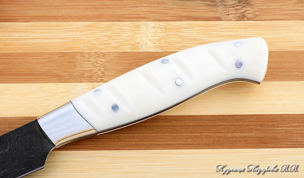 Кухонный нож Шеф № 2 сталь Х12МФ рукоять акрил белый