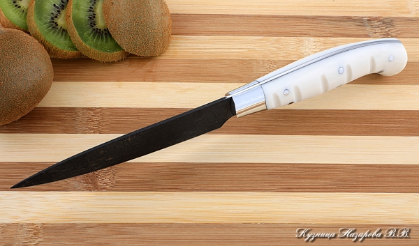 Кухонный нож Шеф № 2 сталь Х12МФ рукоять акрил белый