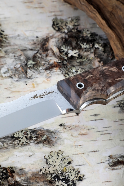 Нож Овод 2 Х12МФ цельнометаллический карельская береза коричневая (Coutellia)