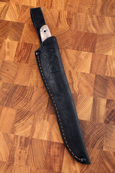 Knife Jay M390 handle G10 black, elk horn, Karelian birch brown