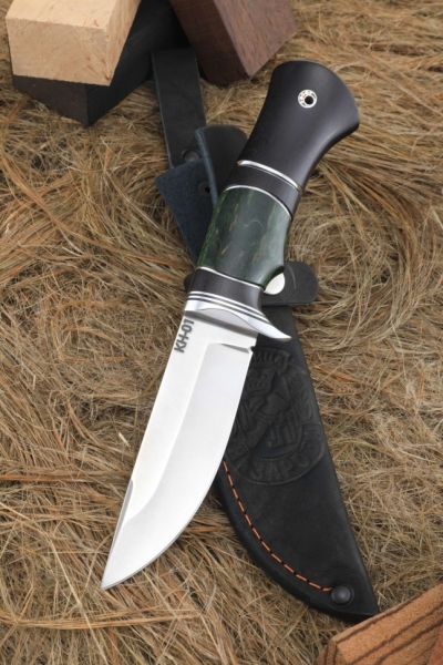 Нож Гепард КН-01 рукоять черный граб карельская береза зеленая